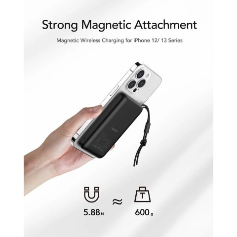 VEGER powerbank 10000 mAh z ładowaniem indukcyjnym kompatybilny z MagSafe PD QC3.0 2A 20W MagOn (VP1151 / W1151) czarny VEGER powerbank 10000 mAh z ładowaniem indukcyjnym kompatybilny z MagSafe PD QC3.0 2A 20W MagOn (VP1151 / W1151) czarny