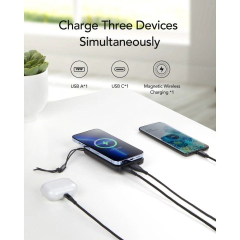 VEGER powerbank 10000 mAh z ładowaniem indukcyjnym kompatybilny z MagSafe PD QC3.0 2A 20W MagOn (VP1151 / W1151) czarny VEGER powerbank 10000 mAh z ładowaniem indukcyjnym kompatybilny z MagSafe PD QC3.0 2A 20W MagOn (VP1151 / W1151) czarny