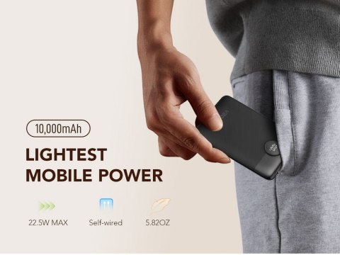 VEGER powerbank 10000 mAh z wbudowanymi kablami Typ C / Lightning PD QC3.0 2A 22,5W C11 (W1170) czarny VEGER powerbank 10000 mAh z wbudowanymi kablami Typ C / Lightning PD QC3.0 2A 22,5W C11 (W1170) czarny
