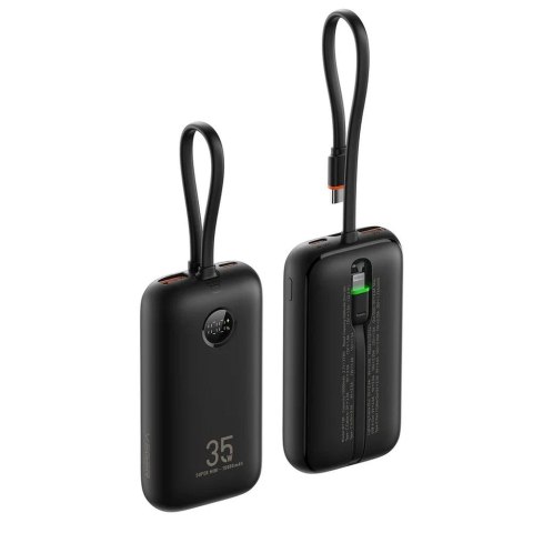 VEGER powerbank 10000 mAh z wbudowanymi kablami Typ C / Lightning PD QC3.0 35W K1 (W1188) czarny VEGER powerbank 10000 mAh z wbudowanymi kablami Typ C / Lightning PD QC3.0 35W K1 (W1188) czarny