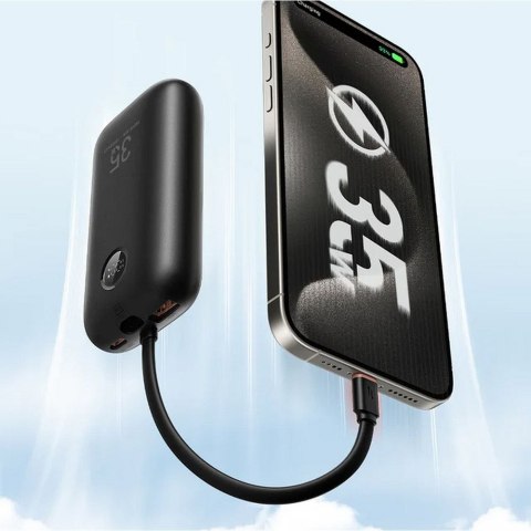 VEGER powerbank 10000 mAh z wbudowanymi kablami Typ C / Lightning PD QC3.0 35W K1 (W1188) czarny VEGER powerbank 10000 mAh z wbudowanymi kablami Typ C / Lightning PD QC3.0 35W K1 (W1188) czarny