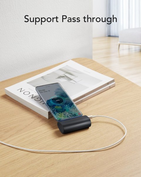 VEGER powerbank 5000 mAh z wbudowanym złączem Typ C PD QC3.0 3A 20W PlugOn (W0556/V0556) czarny