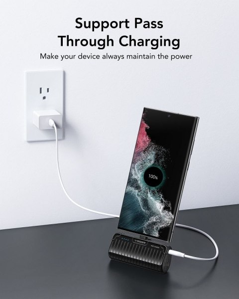 VEGER powerbank 5000 mAh z wbudowanym złączem Typ C PlugOn PD QC3.0 3A 20W W0558 czarny