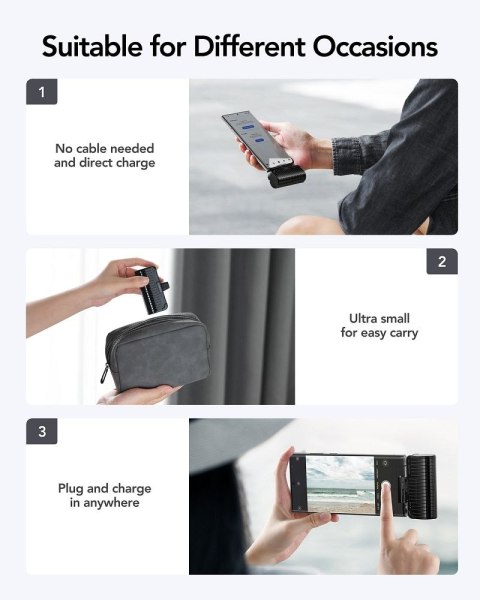 VEGER powerbank 5000 mAh z wbudowanym złączem Typ C PlugOn PD QC3.0 3A 20W W0558 czarny