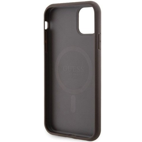 GUESS futerał do IPHONE 11 kompatybliny z MagSafe GUHMN61G4GFRW (4G Ring classic logo) brązowy