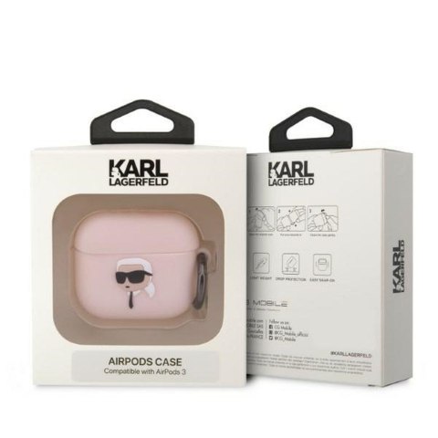 KARL LAGERFELD futerał do APPLE Airpods Pro KLAPRUNIKP (3D Sil NFT Karl) różowy KARL LAGERFELD futerał do APPLE Airpods Pro KLAPRUNIKP (3D Sil NFT Karl) różowy