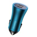 BASEUS ładowarka samochodowa 2 x Typ C PD QC4.0 3A 40W CGJP000003 niebieska