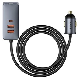 BASEUS ładowarka samochodowa 2 x USB A +2 x Typ C z kablem PD3.0 QC4.0 3A 120W CCBT-A0G 1,5 m szara