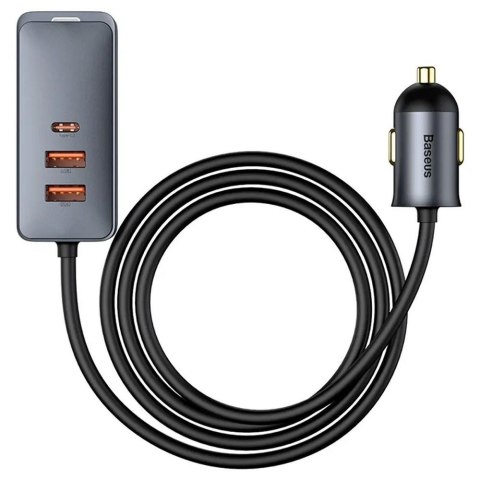 BASEUS ładowarka samochodowa 2 x USB A +2 x Typ C z kablem PD3.0 QC4.0 3A 120W CCBT-A0G 1,5 m szara