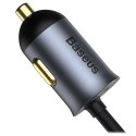 BASEUS ładowarka samochodowa 2 x USB A +2 x Typ C z kablem PD3.0 QC4.0 3A 120W CCBT-A0G 1,5 m szara