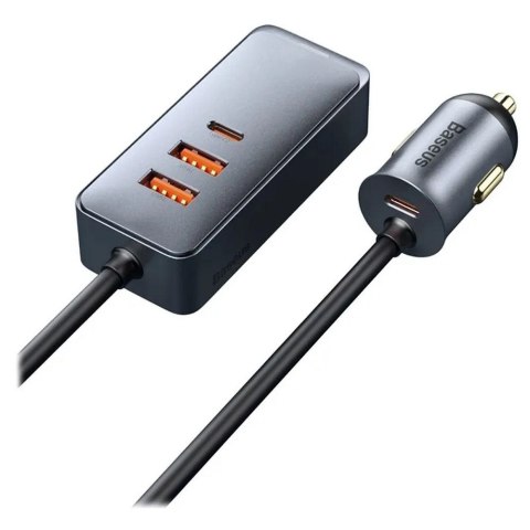 BASEUS ładowarka samochodowa 2 x USB A +2 x Typ C z kablem PD3.0 QC4.0 3A 120W CCBT-A0G 1,5 m szara BASEUS ładowarka samochodowa 2 x USB A +2 x Typ C z kablem PD3.0 QC4.0 3A 120W CCBT-A0G 1,5 m szara