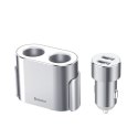 BASEUS ładowarka samochodowa 2 x USB A + 2 x gniazdo zapalniczki 80W 3,1A CRDYQ-0S srebrna