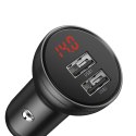 BASEUS ładowarka samochodowa 2 x USB A z wyświetlaczem 4,8A 24W CCBX-0G szara