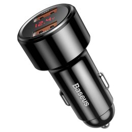 BASEUS ładowarka samochodowa 2 x USB A z wyświetlaczem PD QC4.0 5A 45W CCMLC20A-01/BS-C20A czarna