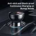BASEUS ładowarka samochodowa 2 x USB A z wyświetlaczem + kabel 3w1 Micro USB / Lightning / Typ C 4,8A 24W TZCCBX-0G czarna
