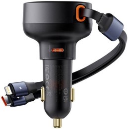 BASEUS ładowarka samochodowa Typ C + zwijany kabel 2w1 Typ C / Lightning PD3.0 QC4.0 3A 60W CCTXP-CCL / C00057802111-00 czarna