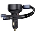 BASEUS ładowarka samochodowa Typ C + zwijany kabel 2w1 Typ C / Lightning PD3.0 QC4.0 3A 60W CCTXP-CCL / C00057802111-00 czarna