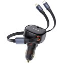 BASEUS ładowarka samochodowa Typ C + zwijany kabel 2w1 Typ C / Lightning PD3.0 QC4.0 3A 60W CCTXP-CCL / C00057802111-00 czarna