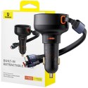BASEUS ładowarka samochodowa Typ C + zwijany kabel 2w1 Typ C / Lightning PD3.0 QC4.0 3A 60W CCTXP-CCL / C00057802111-00 czarna