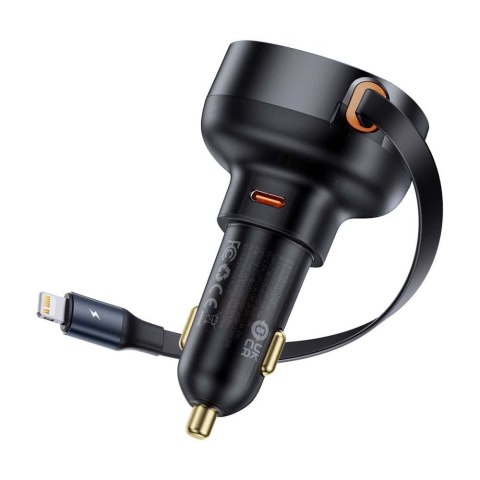 BASEUS ładowarka samochodowa Typ C + zwijany kabel LightningPD3.0 QC4.0 3A 55W CCTXP-CC / C00057803111-00 czarna BASEUS ładowarka samochodowa Typ C + zwijany kabel LightningPD3.0 QC4.0 3A 55W CCTXP-CC / C00057803111-00 czarna