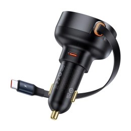 BASEUS ładowarka samochodowa Typ C + zwijany kabel Typ C PD3.0 QC4.0 3A 60W CCTXP-CCL / C00057802111-01 czarna