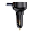BASEUS ładowarka samochodowa Typ C + zwijany kabel Typ C PD3.0 QC4.0 3A 60W CCTXP-CCL / C00057802111-01 czarna