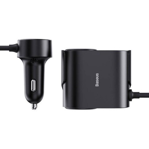 BASEUS ładowarka samochodowa USB A + Typ C + 2 x gniazdo zapaliniczki PD 5A 30W C00455300121-00 czarna BASEUS ładowarka samochodowa USB A + Typ C + 2 x gniazdo zapaliniczki PD 5A 30W C00455300121-00 czarna