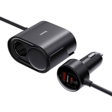 BASEUS ładowarka samochodowa USB A + Typ C + 2 x gniazdo zapaliniczki PD 5A 30W C00455300121-00 czarna BASEUS ładowarka samochodowa USB A + Typ C + 2 x gniazdo zapaliniczki PD 5A 30W C00455300121-00 czarna