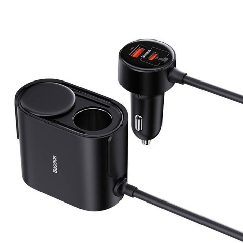 BASEUS ładowarka samochodowa USB A + Typ C + 2 x gniazdo zapaliniczki PD 5A 30W C00455300121-00 czarna BASEUS ładowarka samochodowa USB A + Typ C + 2 x gniazdo zapaliniczki PD 5A 30W C00455300121-00 czarna