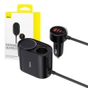 BASEUS ładowarka samochodowa USB A + Typ C + 2 x gniazdo zapaliniczki PD 5A 30W C00455300121-00 czarna