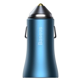 BASEUS ładowarka samochodowa USB A + Typ C + kabel Typ C do Ligthning PD QC4.0 3A 40W TZCCJD-03 niebieska