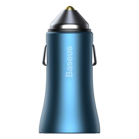 BASEUS ładowarka samochodowa USB A + Typ C + kabel Typ C do Ligthning PD QC4.0 3A 40W TZCCJD-03 niebieska