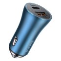 BASEUS ładowarka samochodowa USB A + Typ C + kabel Typ C do Ligthning PD QC4.0 3A 40W TZCCJD-03 niebieska