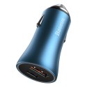BASEUS ładowarka samochodowa USB A + Typ C + kabel Typ C do Ligthning PD QC4.0 3A 40W TZCCJD-03 niebieska