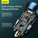 BASEUS ładowarka samochodowa USB A + Typ C + kabel Typ C do Ligthning PD QC4.0 3A 40W TZCCJD-03 niebieska