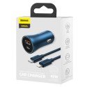 BASEUS ładowarka samochodowa USB A + Typ C + kabel Typ C do Ligthning PD QC4.0 3A 40W TZCCJD-03 niebieska