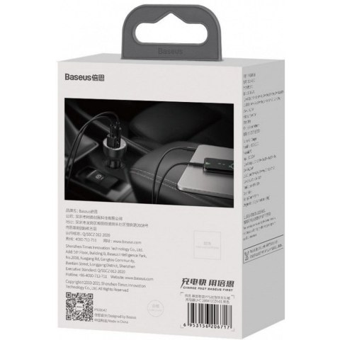 BASEUS ładowarka samochodowa USB A + Typ C z wyświetlaczem PD3.0 QC4.0 5A 100W CCZX-01 czarna BASEUS ładowarka samochodowa USB A + Typ C z wyświetlaczem PD3.0 QC4.0 5A 100W CCZX-01 czarna