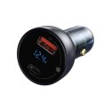 BASEUS ładowarka samochodowa USB A + Typ C z wyświetlaczem PD3.0 QC4.0 5A 65W CCKX-C0A/VCKX65C ciemna niebieska