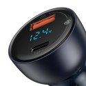 BASEUS ładowarka samochodowa USB A + Typ C z wyświetlaczem PD3.0 QC4.0 5A 65W CCKX-C0A/VCKX65C ciemna niebieska