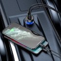 BASEUS ładowarka samochodowa USB A + Typ C z wyświetlaczem PD3.0 QC4.0 5A 65W CCKX-C0A/VCKX65C ciemna niebieska