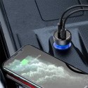 BASEUS ładowarka samochodowa USB A + Typ C z wyświetlaczem PD3.0 QC4.0 5A 65W CCKX-C0A/VCKX65C ciemna niebieska