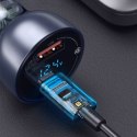 BASEUS ładowarka samochodowa USB A + Typ C z wyświetlaczem PD3.0 QC4.0 5A 65W CCKX-C0A/VCKX65C ciemna niebieska