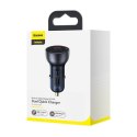 BASEUS ładowarka samochodowa USB A + Typ C z wyświetlaczem PD3.0 QC4.0 5A 65W CCKX-C0A/VCKX65C ciemna niebieska