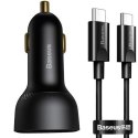 BASEUS ładowarka samochodowa USB A + Typ C z wyświetlaczem + kabel Typ C do Typ C PD3.0 QC4.0 5A 100W TZCCZX-01 czarna