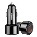 BASEUS ładowarka samochodowa USB A + Type C z wyświetlaczem PD3.0 QC4.0 3A 45W CCMLC20C-01 czarna