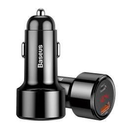 BASEUS ładowarka samochodowa USB A + Type C z wyświetlaczem PD3.0 QC4.0 3A 45W CCMLC20C-01 czarna