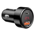 BASEUS ładowarka samochodowa USB A + Type C z wyświetlaczem PD3.0 QC4.0 3A 45W CCMLC20C-01 czarna