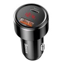 BASEUS ładowarka samochodowa USB A + Type C z wyświetlaczem PD3.0 QC4.0 3A 45W CCMLC20C-01 czarna