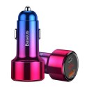 BASEUS ładowarka samochodowa USB A + Type C z wyświetlaczem PD3.0 QC4.0 3A 45W CCMLC20C-09 czerwona