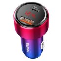 BASEUS ładowarka samochodowa USB A + Type C z wyświetlaczem PD3.0 QC4.0 3A 45W CCMLC20C-09 czerwona